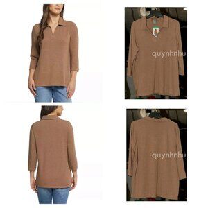 - Matty M Women's Collared 3/4 Sleeve Top